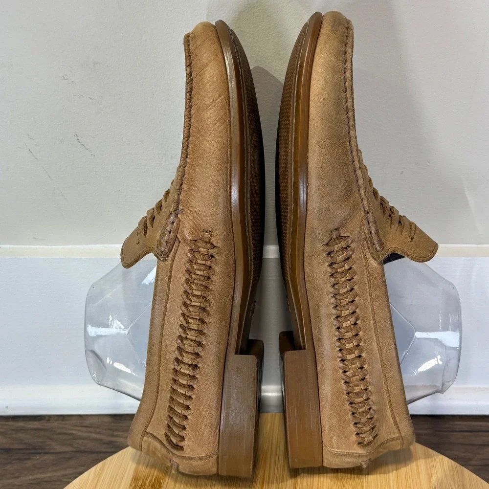 Good Johnston & Murphy Woven Loafers Men's 11.5 M Tan Sheepskin 20-0562